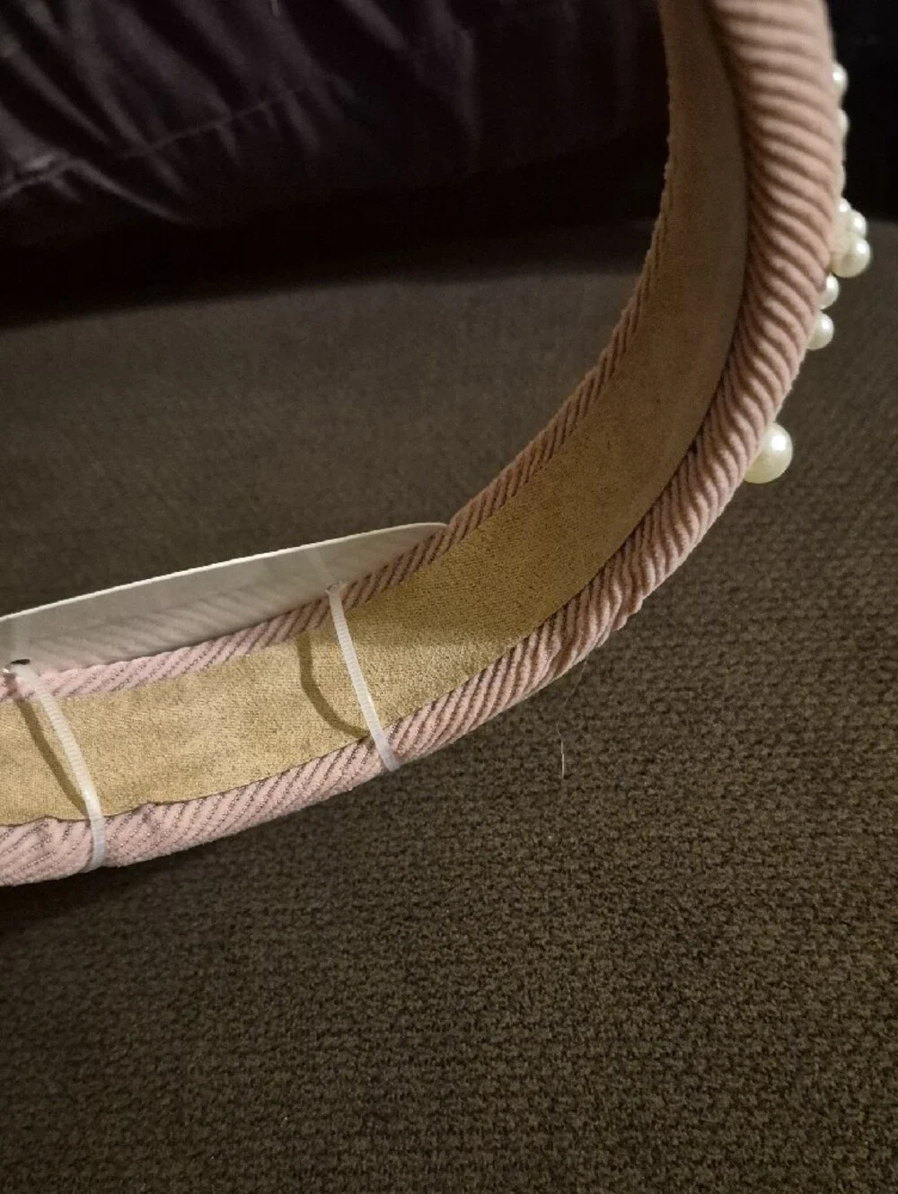Pearl-Embellished Pink Padded Hairband Ny Hairband -Serre SZ 13+